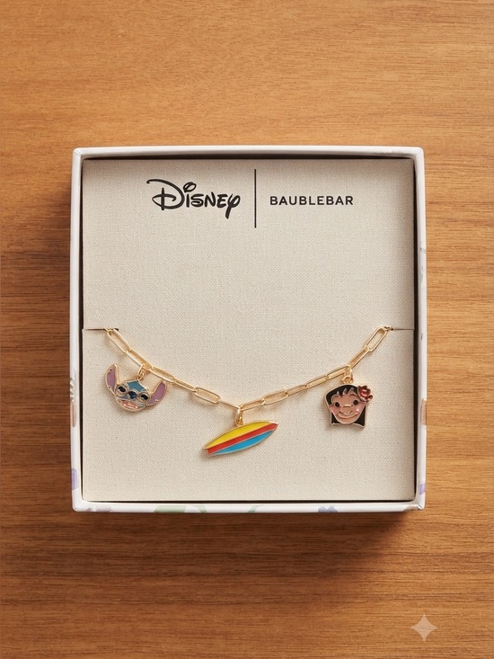 BaubleBar Jewelry - Disney BaubleBar Lilo And Stitch Surfboard Gold Charm Bracelet NIB Hawaii